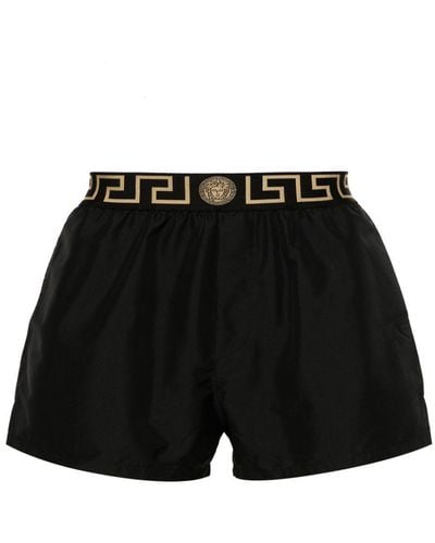 Versace Greca-Waistband Swim Shorts - Black