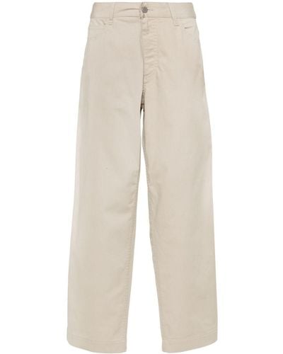 Emporio Armani Logo-Patch Cotton-Blend Wide-Leg Jeans - Natural
