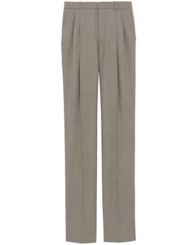 Saint Laurent Grain-de-poudre Tailored Pants - Gray