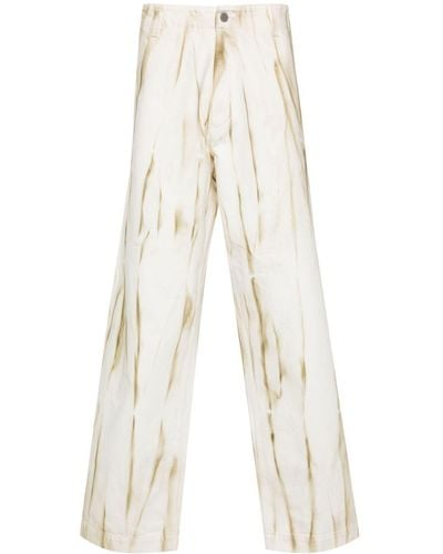 Emporio Armani Abstract-Print Cotton Jeans - White