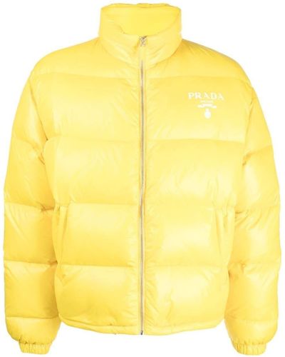 Prada Chest Logo-print Padded Jacket - Yellow