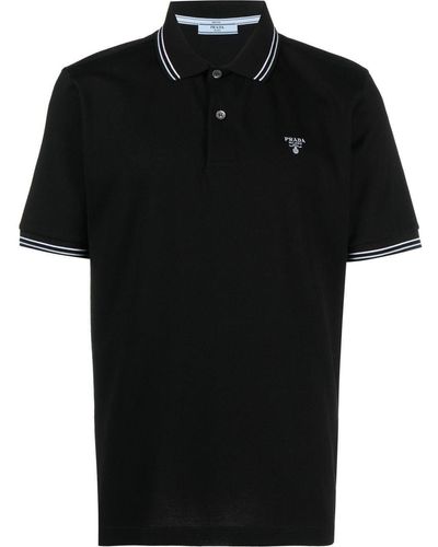 Prada Cotton Piqué Polo Shirt - Black