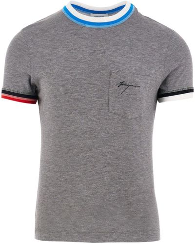 Ferragamo Colour-Block Trim T-Shirt - Grey