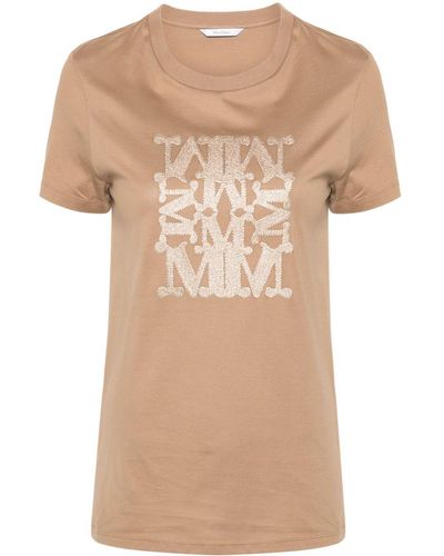 Max Mara Taverna Logo-Embroidered T-Shirt - Natural