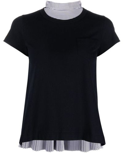 Sacai Contrasting Panel Short-Sleeve T-Shirt - Black