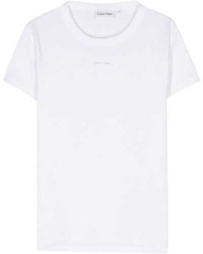 Calvin Klein Logo-Lettering Cotton T-Shirt - White