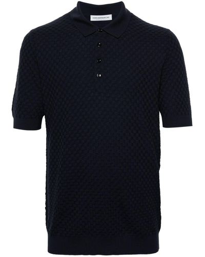 GOES BOTANICAL Interlock Merino Wool Polo Shirt - Blue