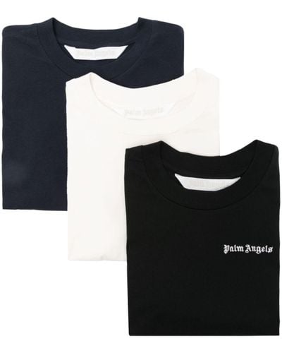 Palm Angels Classic Embroidered-Logo T-Shirt (Set Of Three) - Black