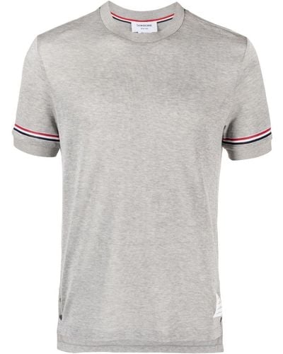 Thom Browne Grosgrain-Loop Short-Sleeve T-Shirt - Gray