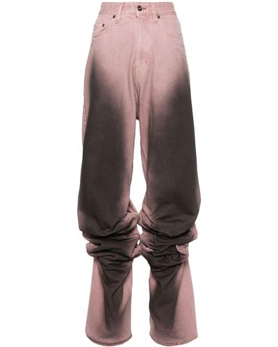 Y. Project Ombré-Effect Draped Jeans - Pink