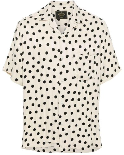 Portuguese Flannel Polka-Dot Print Shirt - White
