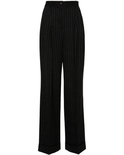 Dolce & Gabbana Pinstriped Wide-Leg Trousers - Black