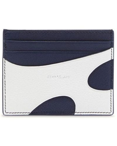 Ferragamo Cut-Out Leather Cardholder - Blue
