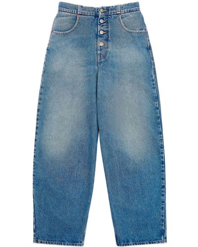 MM6 by Maison Martin Margiela Wide-Leg Cotton Jeans - Blue