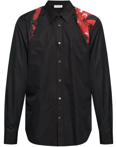 Alexander McQueen Harness Cotton Poplin Shirt - Black