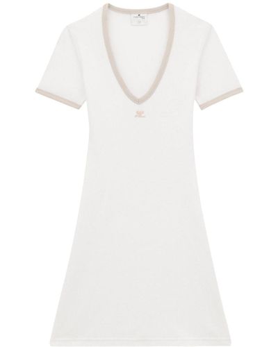 Courreges Logo-Patch Mini Dress - White