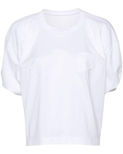 Sacai Puff-Sleeves Cotton T-Shirt - White
