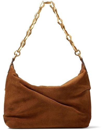 Jimmy Choo Diamond Soft Hobo Shoulder Bag - Brown