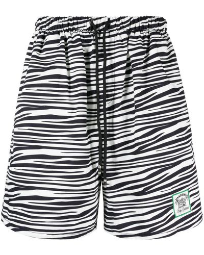 PAS DE MER High Couture Zebra-Print Track Shorts - Blue