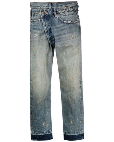 R13 Crossover High-Rise Cropped Jeans - Blue