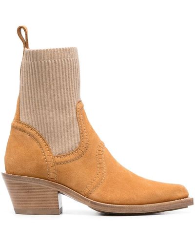 Chloé 70Mm Ribbed Ankle-Length Boots - Brown