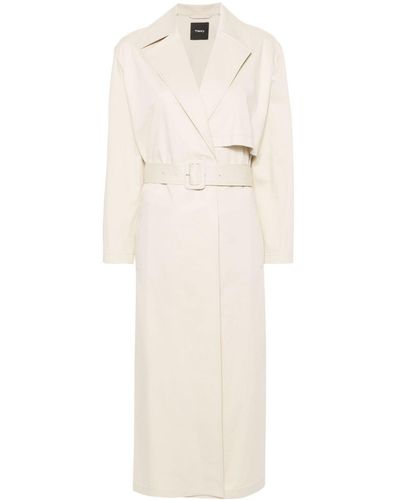 Theory Twill Belted Maxi Trench Coat - White