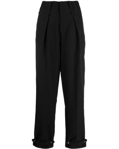 OMBRA MILANO Pleated Tapered Trousers - Black