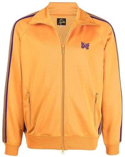 Needles Butterfly-embroidered Stripe-trim Track Jacket - Yellow