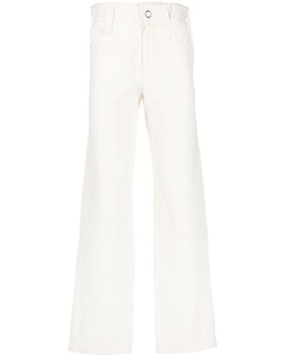Bianca Saunders Frayed-Edge High-Waist Trousers - White