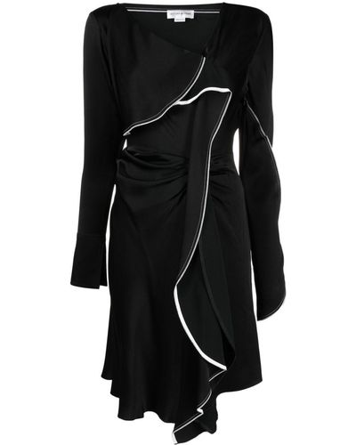 Victoria Beckham Asymmetric Draped Midi Dress - Black