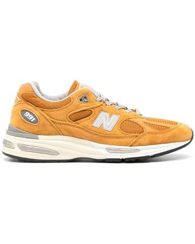 New Balance 991V2 Suede Sneakers - Orange