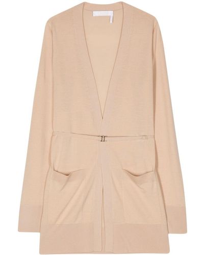 Chloé Logo-Plaque Wool Cardigan - Natural