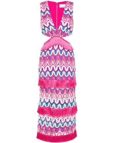 PATBO Cut-Out Crochet Midi Dress - Pink