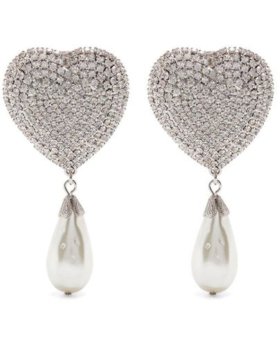 Alessandra Rich Heart-motif Clip-on Earrings - Gray