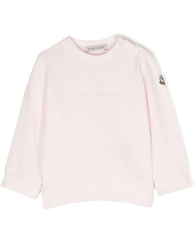 Moncler Embroidered-Logo Cotton Sweatshirt - Pink