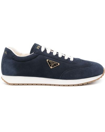 Prada Triangle-Logo Suede Trainers - Blue