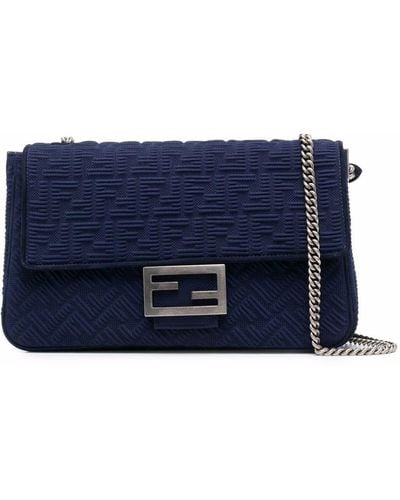 Fendi Large Baguette Chain Shoulder Bag - Blue