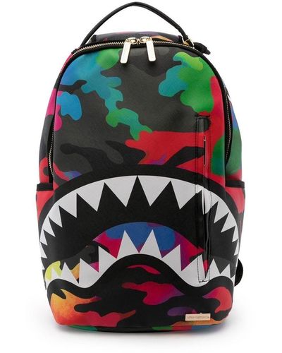 Sprayground Shark Camouflage-print Backpack - Black