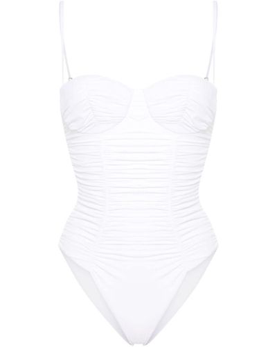 Ermanno Scervino Draped Sweetheart-Neck Swimsuit - White