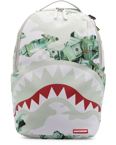 Sprayground Shark-motif Zipped Backpack - Grey