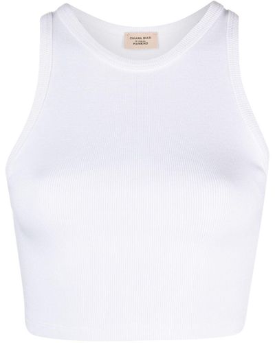 7 For All Mankind X Chiara Biasi Ribbed-Knit Crop Top - White