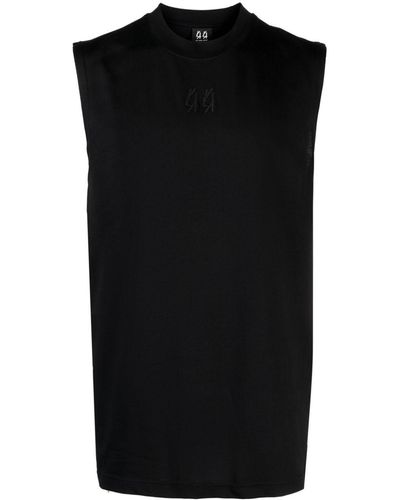 44 Label Group Logo-Embroidered Sleeveless T-Shirt - Black