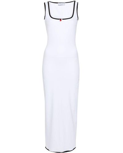 ROWEN ROSE Contrasting-Trim Jersey Maxi Dress - White