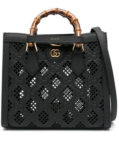 Gucci Diana Leather Tote Bag - Black