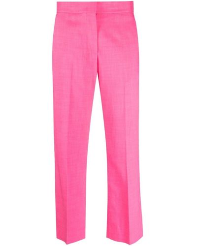 MSGM High-Waist Cropped Trousers - Pink