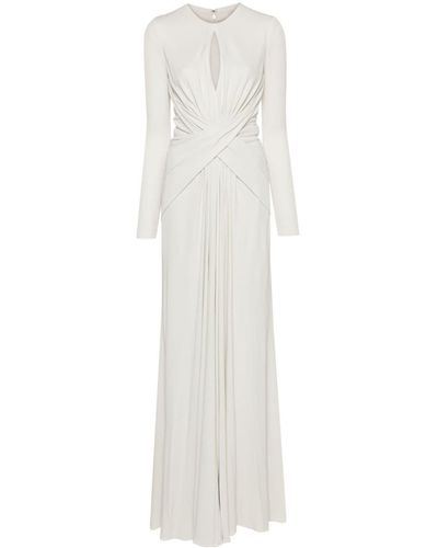 Elie Saab Twisted-Waist Gown - White