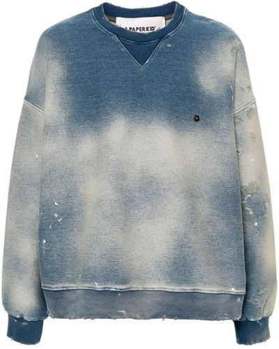 A PAPER KID Washed Denim Effect Sweatshirt - Blue