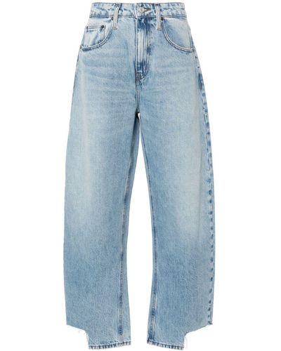 FRAME High-Rise Barrel Jeans - Blue