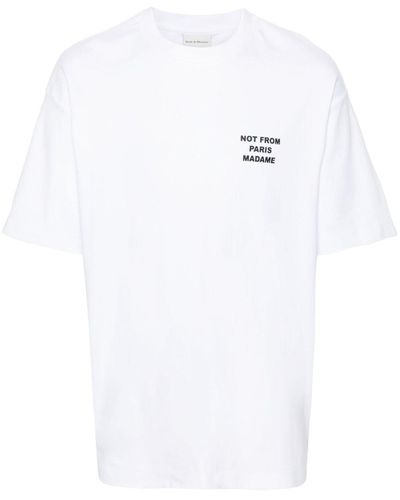 Drole de Monsieur Slogan-Print Cotton T-Shirt - White