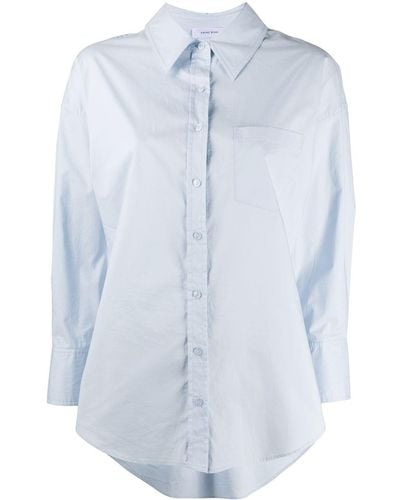 Anine Bing High-Low Hem Long-Sleeve Shirt - Blue